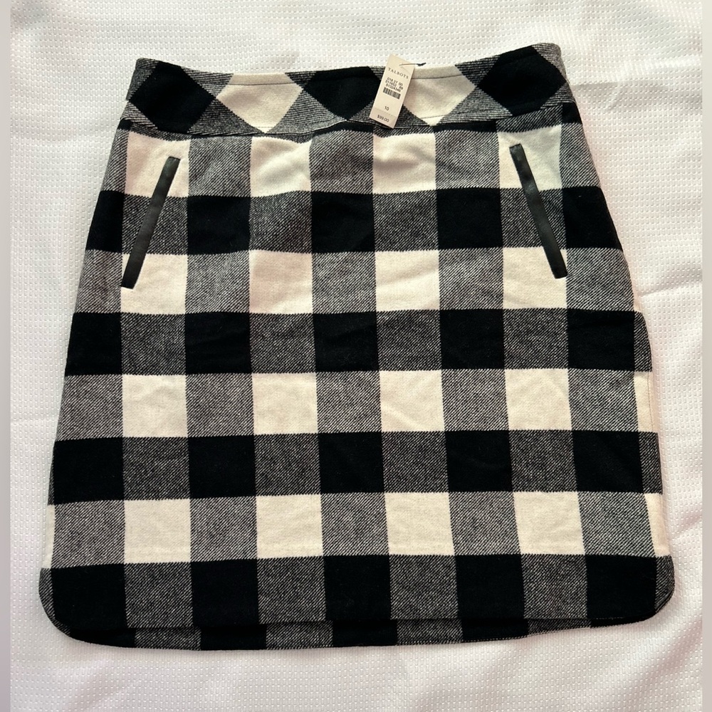 Talbots Monochrome Checkered A-Line Skirt